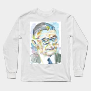 SARTRE - watercolor portrait .€ Long Sleeve T-Shirt